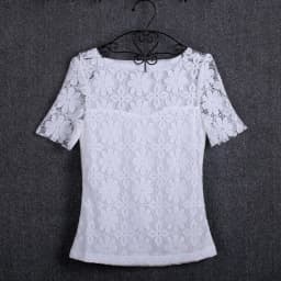 Summer women's sexy floral lace slim-fit shirt shirt ladies elegant casual short-sleeved T-shirt top