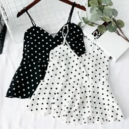 Red Polka Dot Print Chiffon Short V-Neck Sleeveless Sexy Pullover Women's Blouse Shirt Korean Fashion Female Clothing Tops 2024