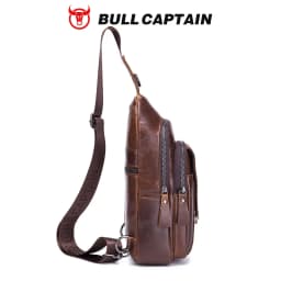 BULLCAPTAIN Genuine Leather Chest Back Pack Chest Bag Men Fashion Messenger Bag's Multifunctional Card Bages Mobile Phone Bags