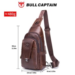 BULLCAPTAIN Genuine Leather Chest Back Pack Chest Bag Men Fashion Messenger Bag's Multifunctional Card Bages Mobile Phone Bags