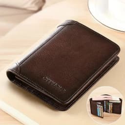 Suitability Men's Dark Brown Vintage Leather Wallet RFID Anti Theft Brush Safe Slim and Stylish Multib Card Holder Perfect Gift