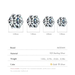 MODIAN 925 Sterling Silver Basic Sparkling Round Stud Earrings Classic Crown Hypoallergenic Wedding Jewelry For Women