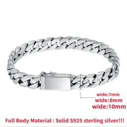 100% S925 Sterling Silver Bracelet 8MM Punk S925 Silver Jewelry Never Fade Men Women Jewelry Gifts