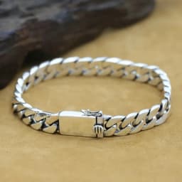 100% S925 Sterling Silver Bracelet 8MM Punk S925 Silver Jewelry Never Fade Men Women Jewelry Gifts