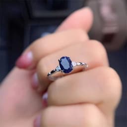 YULEM Hot Sale Fashion Design Silver Sapphire Rings for Women Solid 925 Silver Sapphire Ring 0.5 Ct Natural Sapphire Gemstone