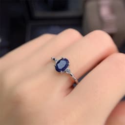 YULEM Hot Sale Fashion Design Silver Sapphire Rings for Women Solid 925 Silver Sapphire Ring 0.5 Ct Natural Sapphire Gemstone