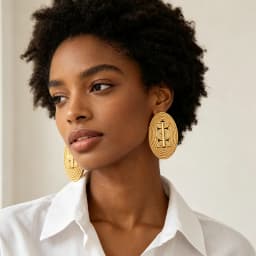18K Gold Plated Embossed Oval Geometric Hollow Earrings & Ring Set For Women Luxury Wedding Party Bridal Accessories Gift