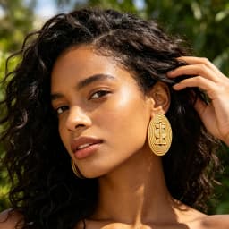 18K Gold Plated Embossed Oval Geometric Hollow Earrings & Ring Set For Women Luxury Wedding Party Bridal Accessories Gift