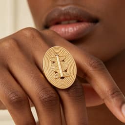 18K Gold Plated Embossed Oval Geometric Hollow Earrings & Ring Set For Women Luxury Wedding Party Bridal Accessories Gift