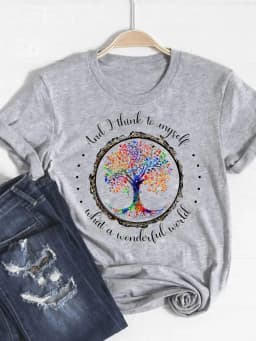 Print T Shirt Short Sleeve Flower Vintage Cute 90s Summer Top Fashion Clothes Women Clothing Gray Basic Tee Graphic T-shirt
