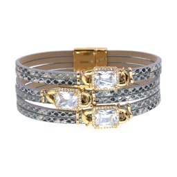 WELLMORE Luxury Glass Bracelets for Women Boho Leather Bracelet Wrap Magnet Bracelet Fashion Jewelry Wholesale