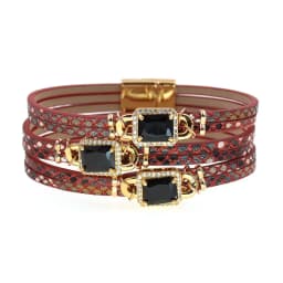 WELLMORE Luxury Glass Bracelets for Women Boho Leather Bracelet Wrap Magnet Bracelet Fashion Jewelry Wholesale