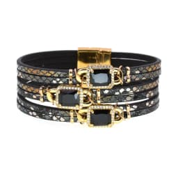 WELLMORE Luxury Glass Bracelets for Women Boho Leather Bracelet Wrap Magnet Bracelet Fashion Jewelry Wholesale