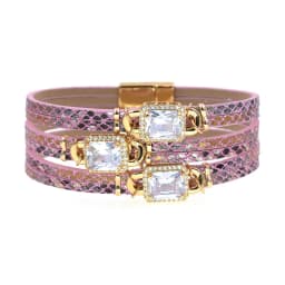 WELLMORE Luxury Glass Bracelets for Women Boho Leather Bracelet Wrap Magnet Bracelet Fashion Jewelry Wholesale