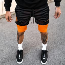 Men's Double Layer Jogger Shorts 2 in 1 Short Pants Gyms Fitness Built-in Pocket Bermuda Quick Dry Beach Shorts Male Sweatpants