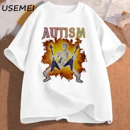 Autism Funny Skeleton Meme Men's T-shirt Cotton Mens Clothing Graphic Tshirts Man Clothes Printed Short Sleeve Tee Tshirts