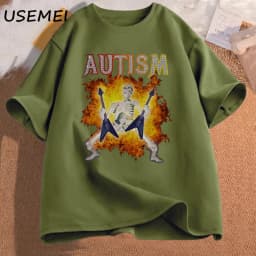 Autism Funny Skeleton Meme Men's T-shirt Cotton Mens Clothing Graphic Tshirts Man Clothes Printed Short Sleeve Tee Tshirts