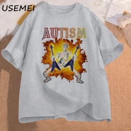 Autism Funny Skeleton Meme Men's T-shirt Cotton Mens Clothing Graphic Tshirts Man Clothes Printed Short Sleeve Tee Tshirts