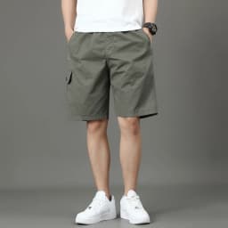 Summer new men's work shorts pocket zip trend versatile casual trousers five work trousers