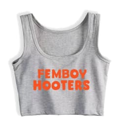 Femboy Hooters Text Print Fashion High Street Style Crop Top Women's Cotton Sexy Training Tank Tops Gym Fitness Camisole