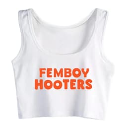 Femboy Hooters Text Print Fashion High Street Style Crop Top Women's Cotton Sexy Training Tank Tops Gym Fitness Camisole