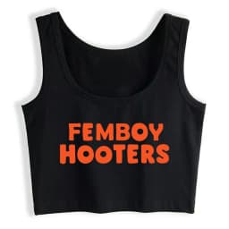 Femboy Hooters Text Print Fashion High Street Style Crop Top Women's Cotton Sexy Training Tank Tops Gym Fitness Camisole