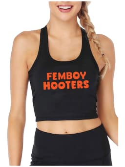 Femboy Hooters Text Print Fashion High Street Style Crop Top Women's Cotton Sexy Training Tank Tops Gym Fitness Camisole