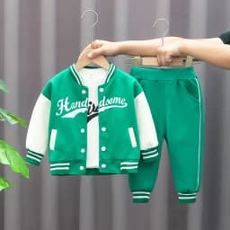Kids Boys Coat+T-Shirt+Pant 3pcs Set Baseball Girls Spring Autumn Letter Print Sweatshirts Fashion Sports Casual Outfits Clothes