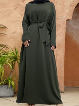 Muslim Abaya Fashion New Hot Dress Turkey Arabia Dubai Solid Color Robe with Pockets Women's Long Dress