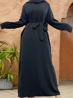 Muslim Abaya Fashion New Hot Dress Turkey Arabia Dubai Solid Color Robe with Pockets Women's Long Dress