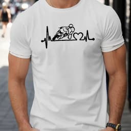 Motorcycle Rider Graphic Print Men's Creative Top, Casual Short Sleeve Crew Neck T-shirt, Men's Clothing For Summer Outdoor