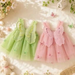 Summer Baby Girls' Princess Party Birthday Dress Sweet Children Clothing Butterfly Wings Fairy Strap Embroidered Mesh 0-3 Y Kid