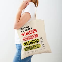 Yayoi Kusama Art Shopping Bags for Women Both Sided Japanese Abstract Casual Shopper Bag Lady Canvas Tote Travel Handbags