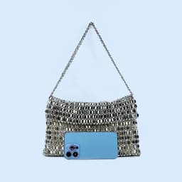 Retro metal sequin silver bag for women's 2024 new bag, hand woven high-end feel handbag, shoulder and underarm bag