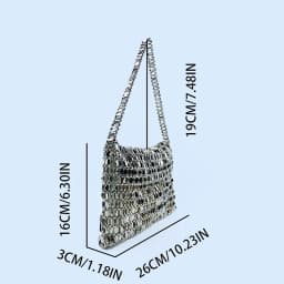 Retro metal sequin silver bag for women's 2024 new bag, hand woven high-end feel handbag, shoulder and underarm bag