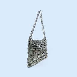 Retro metal sequin silver bag for women's 2024 new bag, hand woven high-end feel handbag, shoulder and underarm bag