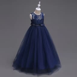 Western girls dress Princess dress Children's dress long lace skirt that draped the floor Evening dress