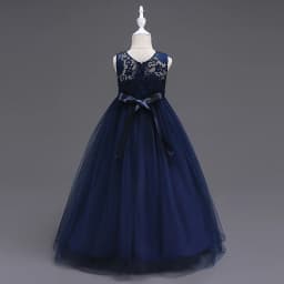 Western girls dress Princess dress Children's dress long lace skirt that draped the floor Evening dress