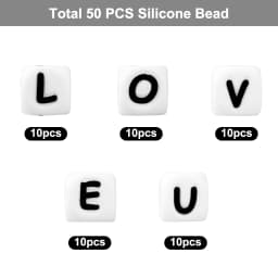 50pcs Letters Beads 12mm Silicone Alphabet Beads English Focal Beads For Jewelry Making Loose Beads DIY Beaded Pen Accessories