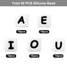 50pcs Letters Beads 12mm Silicone Alphabet Beads English Focal Beads For Jewelry Making Loose Beads DIY Beaded Pen Accessories