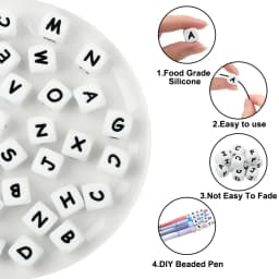 50pcs Letters Beads 12mm Silicone Alphabet Beads English Focal Beads For Jewelry Making Loose Beads DIY Beaded Pen Accessories