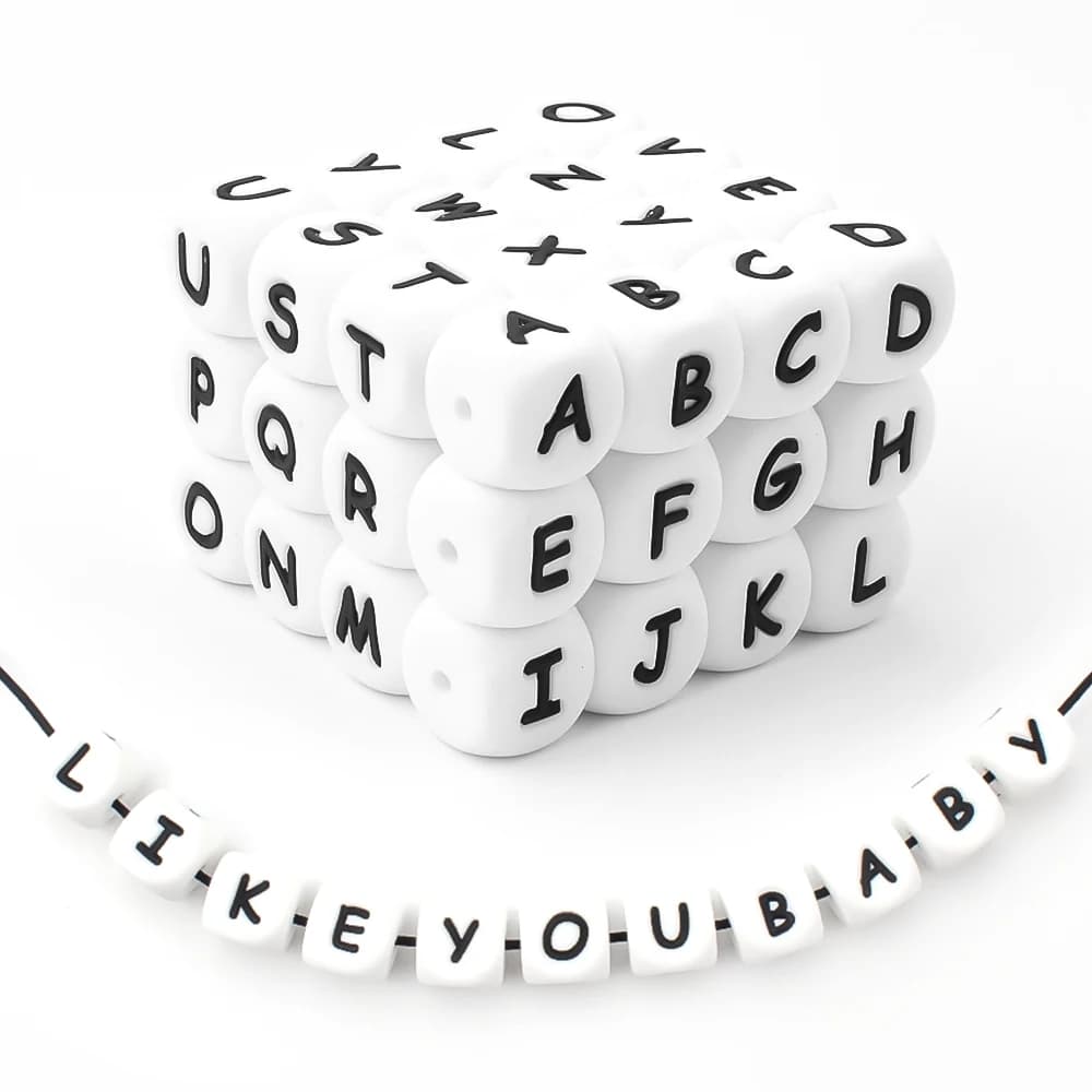 50pcs Letters Beads 12mm Silicone Alphabet Beads English Focal Beads For Jewelry Making Loose Beads DIY Beaded Pen Accessories