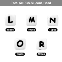 50pcs Letters Beads 12mm Silicone Alphabet Beads English Focal Beads For Jewelry Making Loose Beads DIY Beaded Pen Accessories