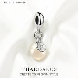 Charm Pendant Pearl & CloverLeaf Women Brand New Trendy 925 Sterling Silver Gift