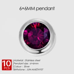 EMANCO 10PCS Stainless Steel Charm Rhinestone Necklace Pendant Fashion Birthstone For Making Jewelry Women DIY Accessories