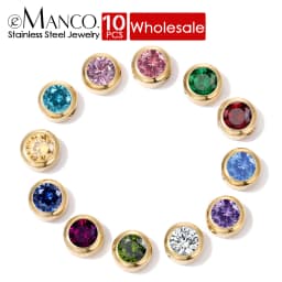 EMANCO 10PCS Stainless Steel Charm Rhinestone Necklace Pendant Fashion Birthstone For Making Jewelry Women DIY Accessories