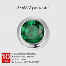 EMANCO 10PCS Stainless Steel Charm Rhinestone Necklace Pendant Fashion Birthstone For Making Jewelry Women DIY Accessories