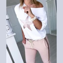 Popular European and American New Star Letter Printing Casual Set