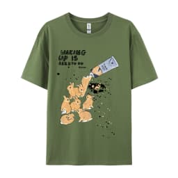 American Retro Rabbit Print Short Sleeved t-shirt For Women Men In Harajuku Lazy Style Pure Cotton Versatile Round Neck Tee