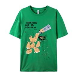 American Retro Rabbit Print Short Sleeved t-shirt For Women Men In Harajuku Lazy Style Pure Cotton Versatile Round Neck Tee